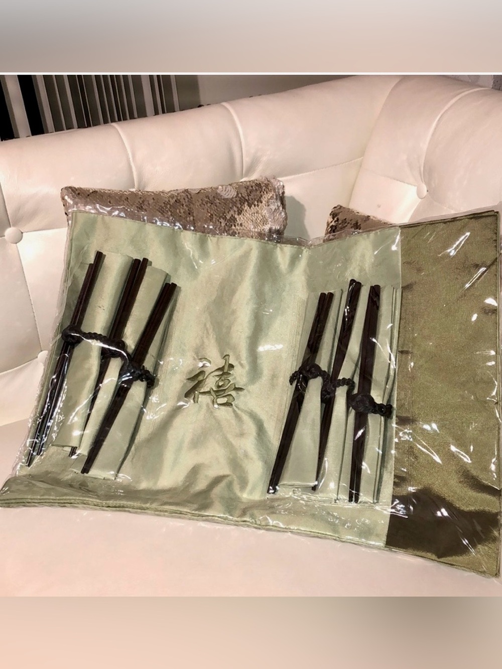 Vintage Silk Fabric Pouch Chopstick Gift Set